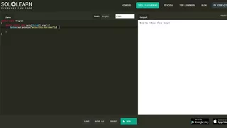 01 Java tutorial Solo Learn Hello World Code Play Ground