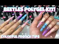 BEETLES POLYGEL KIT NAIL TUTORIAL COLORFUL FRENCH TIPS PREP ROUTINE BEGINNER NAIL TUTORIAL