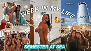 WEEK IN MY LIFE SEMESTER AT SEA | neptune day, fancy dinner, & drink night🥳🧜‍♀️ Colie At Sea Diaries