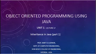 UNIT1 LECTURE17 INHERITANCE IN JAVA PART 1