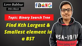 Find Kth Largest and Kth Smallest element in a BST Binary Search Tree DSA Sheet Amazon