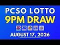 PCSO Lotto Result Today August 17 2026 9PM LIVE Results