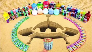 Big Toothpaste Eruption from UFO hole, Giant Dr Pepper, 7up, Pepsi, Fanta, Coca Cola vs Mentos