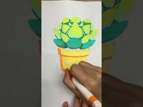 Drawing a cute succulent with acrylic markers 🌵✨