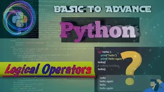 Logical Operators Python Operators Logical Operator In Python Operators Operators In Python