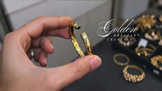 Making a Diamond-Studded Loach-Back Gold Bracelet | High-Gloss Mirror Finish ✨ #shorts #goldbracelet