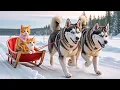 Download Lagu Mama Cat and Kitten Ride a Dog Sled in the Mountains Cozy Snow Adventure ❄️🐱🐾