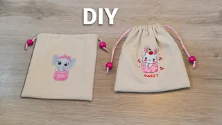 آموزش دوخت کیسه کیسه فانتزی کیف خورده ریز DIY Drawstring Bag How To Make Mini Bucket Bag 