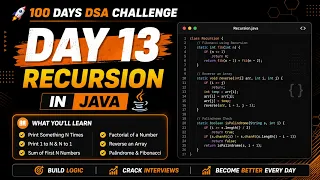 Day 14 Reverse Array Palindrome Fibonacci Using Recursion Java DSA Series