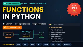 Functions in Python Class 11 NCERT Chapter 7 Line by Line CBSE Computer Science
