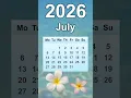 July 2026 Calendar