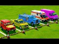 Download Lagu TRANSPORTING POLICE VEHICLES, AMBULANCE CAR, FIRE DEPARTMENT WITH TRUCKS! - Farming Simulator 22