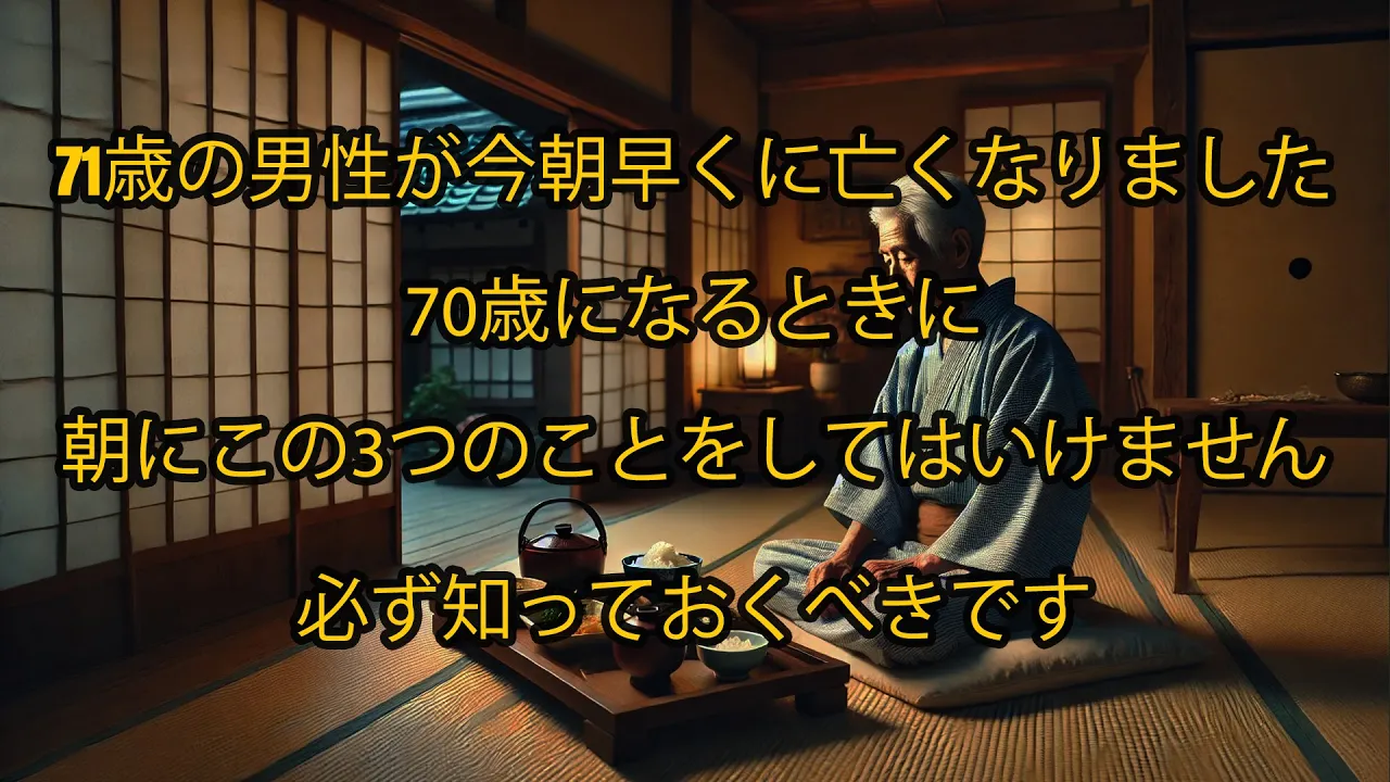 Outline Video 71歳の男性が今朝早く亡くなりました。70歳を迎えたら、朝に3つのことをしないように注意してください