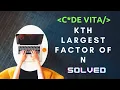 Kth Largest Factor of N TCS CodeVita Solution and Code Python