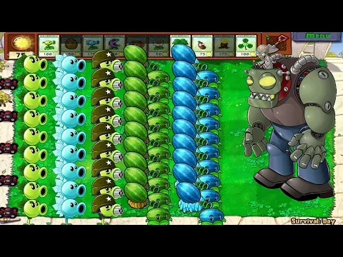Download MP3 Plants vs Zombies - 99 Gatling Pea vs Winter Melon vs 999 Zombies