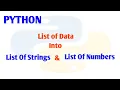 Mixed Data List How to Separate into List of Numbers List of Strings Python 3 Data Cleaning