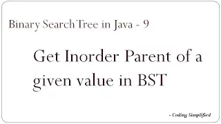 Binary Search Tree in Java - 9 Get Inorder Parent for a given value in Binary Search Tree