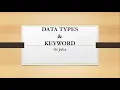 Data Types and Keywords in Java Hindi