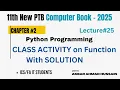 11th Class Python Class Activity on Function New PTB Syllabus 2025 Urdu Hindi
