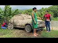 Download Lagu Time lapse video of a girl repairing and restoring a long broken old scrap car.
