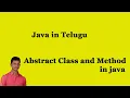 Abstract Class and Method in Java Java in Telugu