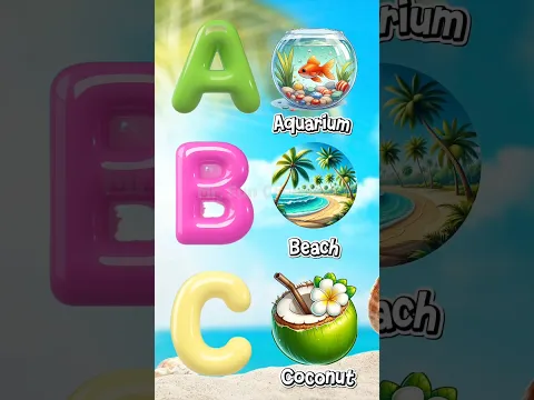 Learn ABC Letters A to H with Fun Summer Objects! 🥥🎨 #shortsvideo #art #shorts