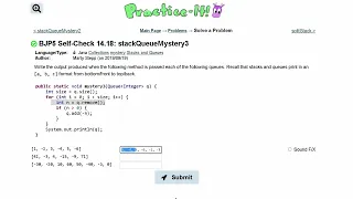 Java Practice It Self-Check 14 18 stackQueueMystery3 Collections mystery and