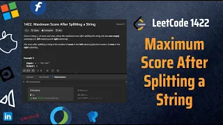 Maximum Score After Splitting a String - Single Pass