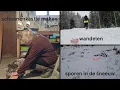 Schoenkastje maken. Wandelen en sporen in de sneeuw.