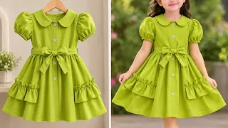 Cute Baby Frock Cutting & Stitching | Easy & Beautiful Design 💚✨