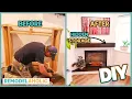DIY Corner Fireplace Installation with Secret Hidden Storage Mantel