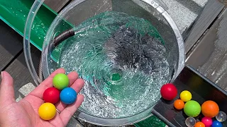 ウォーターマーブルラン☆透明バケツ渦巻き水流コース
