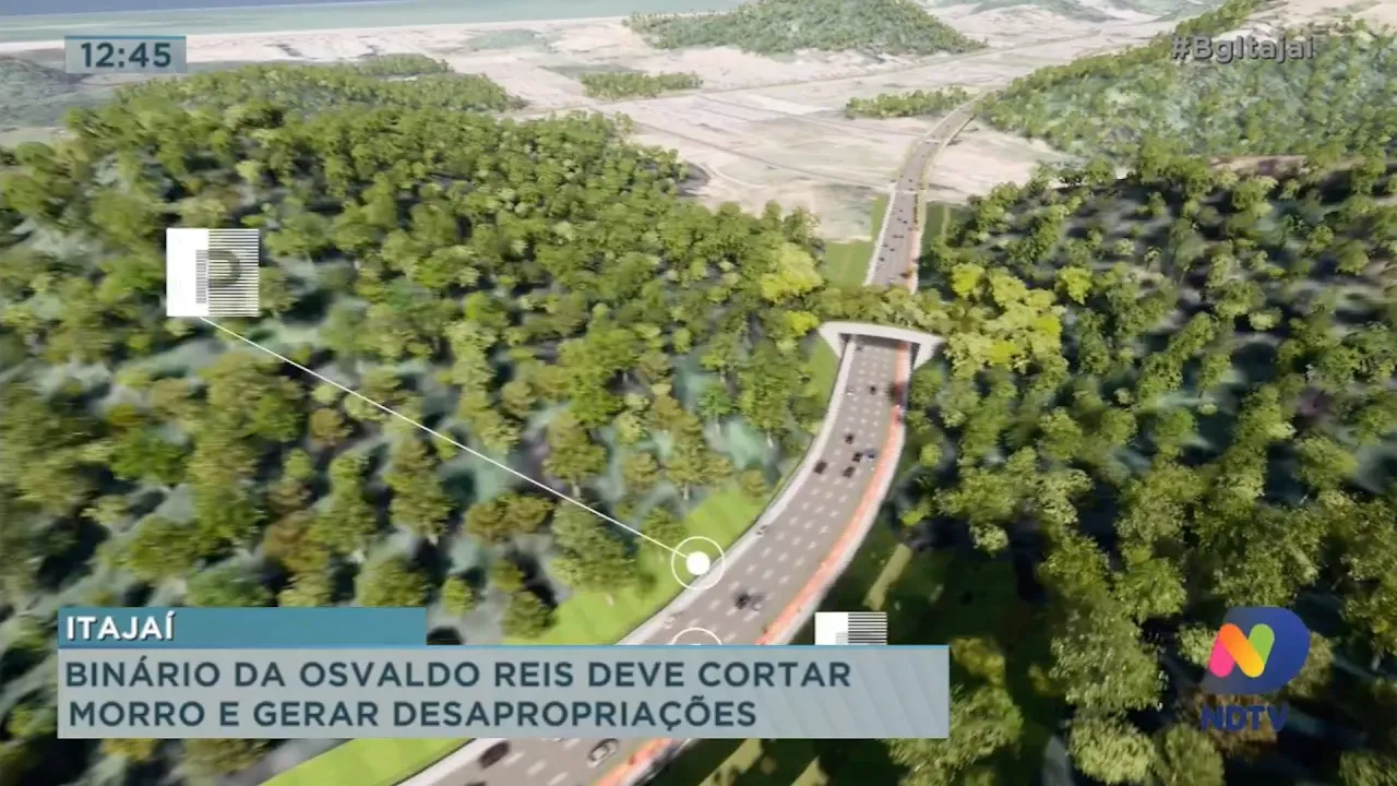 Binário da Osvaldo Reis deve cortar morro e gerar quase cem desapropriações em Itajaí