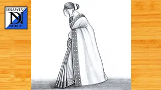 how to draw a girl in saree easy tutorial pencil sketch for beginner girl drawing drawing