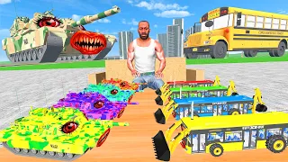 Horror Army Tank Vs JCB Bus | Horror Car Attack | Indian Bike Driving 3D