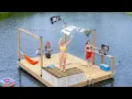 We Built A Homemade Raft Boat with Electric Motor