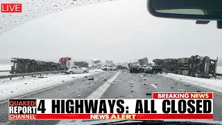 Extreme Winter Storm Freezes California Pileup on I-80 Vehicles Trapped at Donner Pass