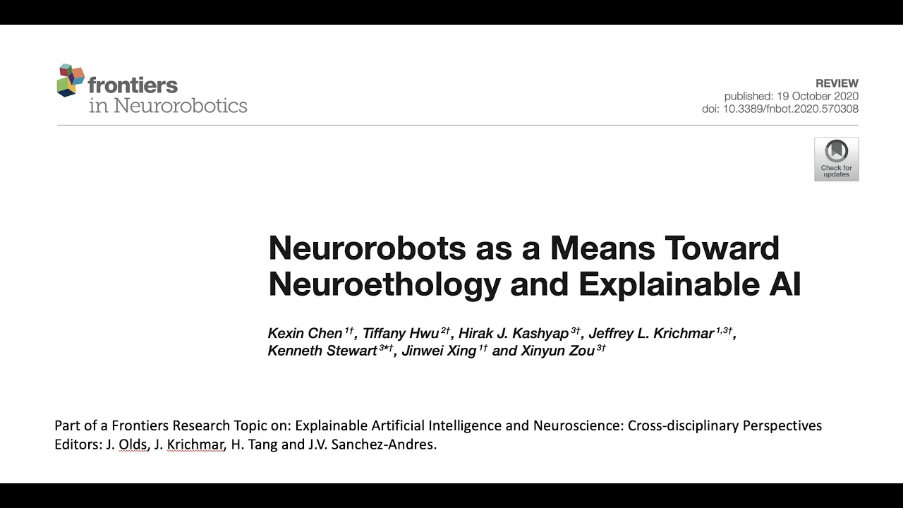 Krichmar - Neurorobots and Neuroethology for Explainable AI