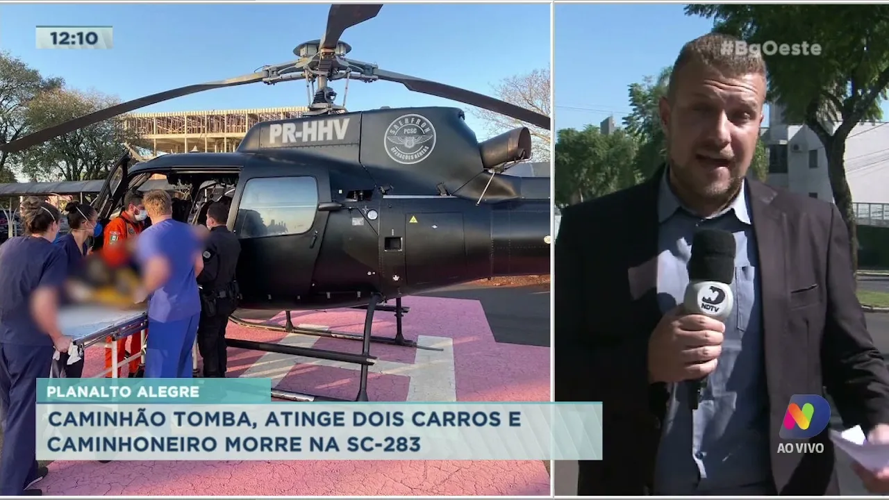 Caminhão tomba, atinge dois carros caminhoneiro morre na SC-283 em Planalto Alegre