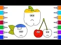 Coloring pages with Vegetables - How to paint Farm Fruits