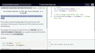 Lesson 33 Basic JavaScript Use Bracket Notation to Find the First Character in a String