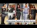 LATEST FUNERAL OUTFITS STYLES IN GHANAN FUNERAL SKIRT BLOUSE FUNERAL BLACK WHITE DRESSES