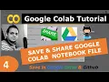 4 Google Colab Tutorial How to save Google Drive - Github Download share Colab File