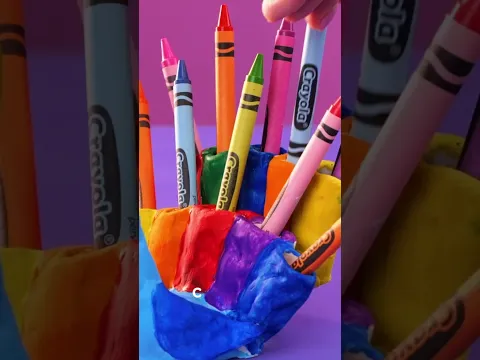 🦚 Make a Colorful Peacock Crayon Holder! #shorts #crayola