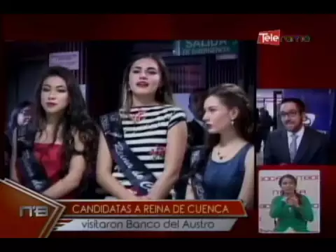 Candidatas a Reina de Cuenca visitaron Banco del Austro