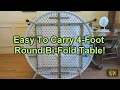 REVIEW 4-Foot Round Bi-Fold White Plastic Event Folding Table Handle 48 Diameter Circle 29 Tall
