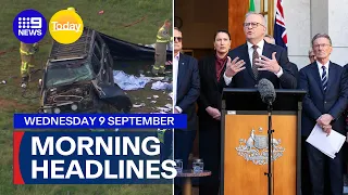 Children killed in horror crash; Labor and Coalition clash over algorithms | 9 News Australia