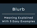 What Does Blurb Mean Blurb Meaning in English With 5 Example Sentences