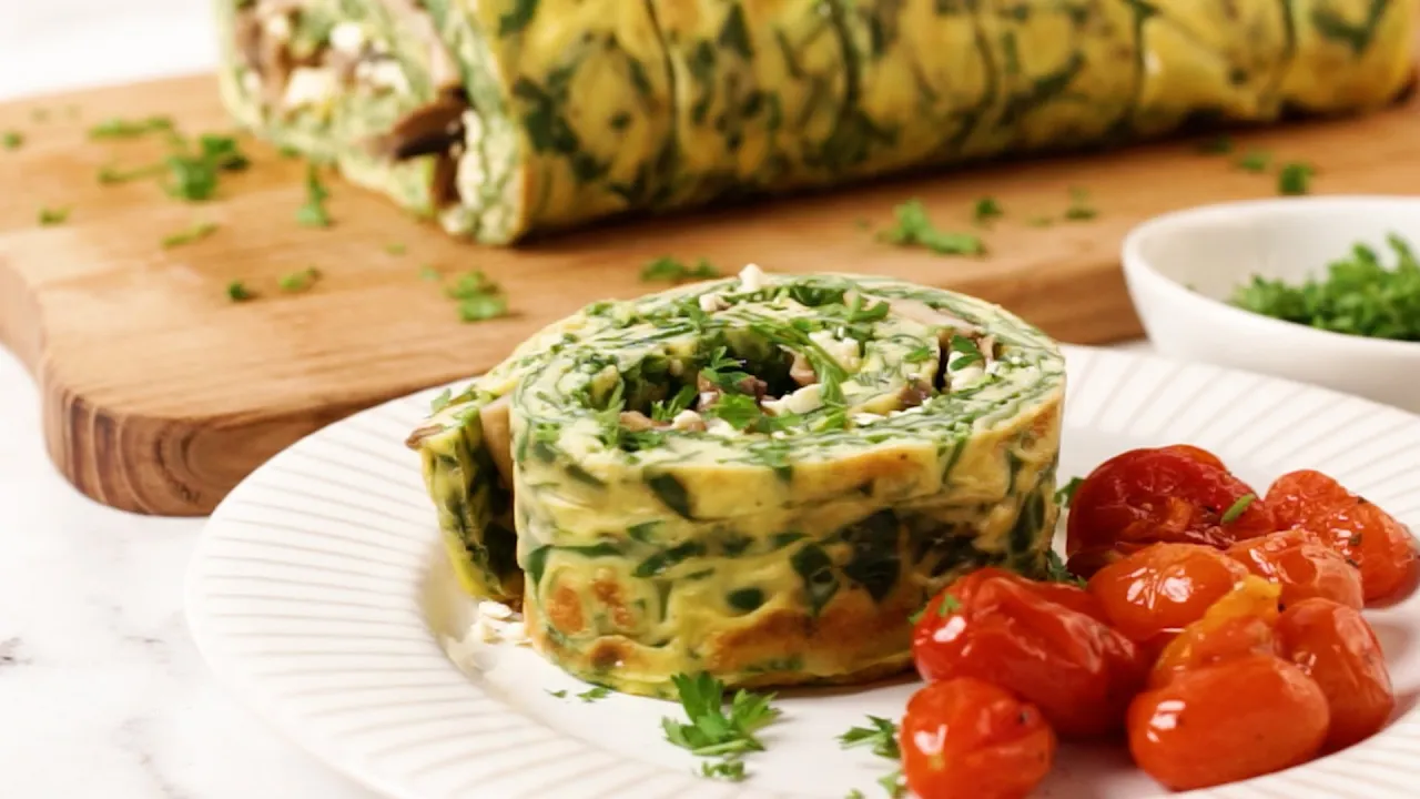Spinach & Feta Omelette roll-up