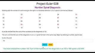 Project Euler 028 - Number Spiral Diagonals